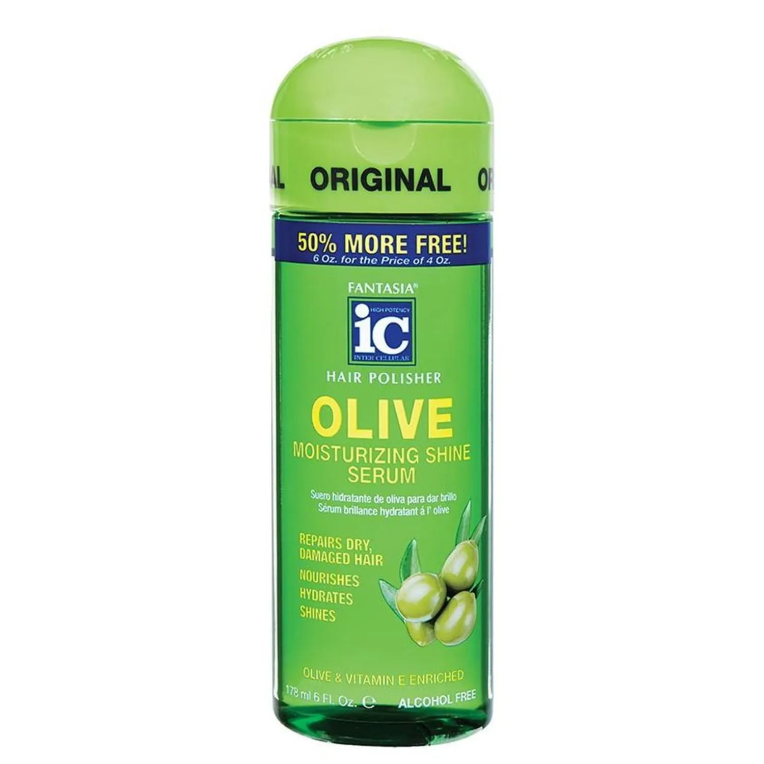 Fantasia IC Hair Polisher Olive Moisturizing Shine Serum, 6 Oz, Pack of