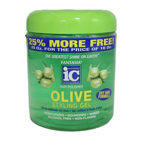 Fantasia IC Hair Polisher Olive Styling Gel for Dry Hair, 20 Oz, Pack of 2