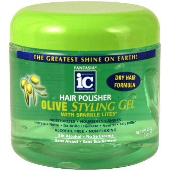 Fantasia Ic Hair Polisher Olive Styling Gel With Sparkle Lites, 16 Oz