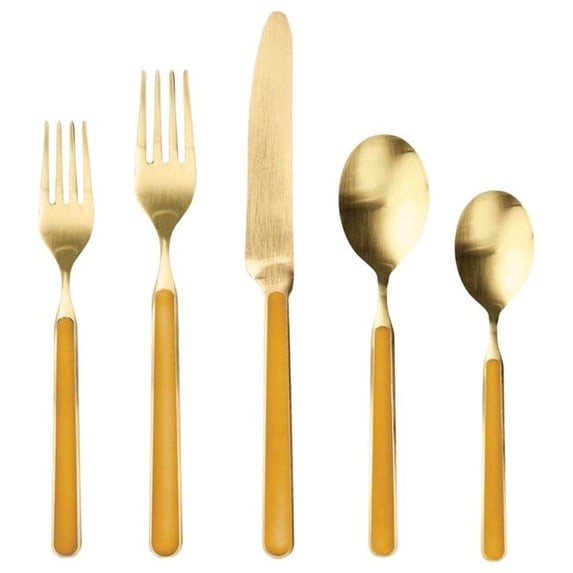 Mepra S.P.A. 10O722005OI 5 Piece Fantasia Ice Gold Flatware Set - Mustard