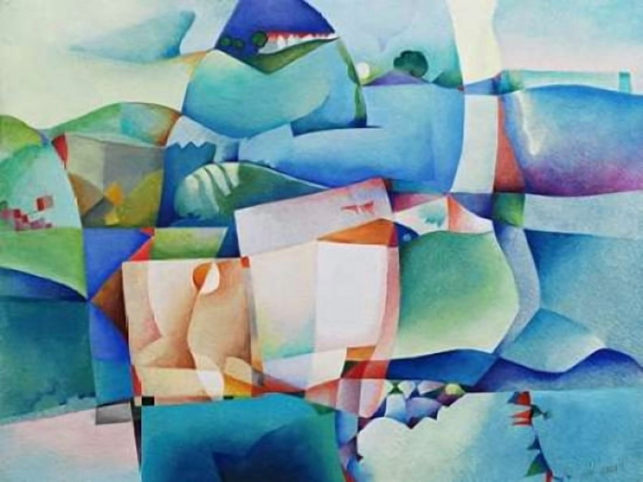 Fantasia azzurra Canvas Art - Murenoir (18 x 24)