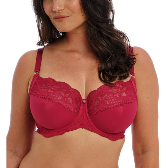 Fantasie Reflect Side Support Stretch Lace Underwire Bra (101801),34GG,Red