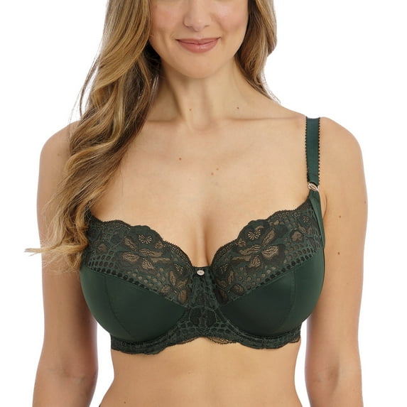 Fantasie Reflect Side Support Stretch Lace Underwire Bra (101801),38HH,Deep Emerald
