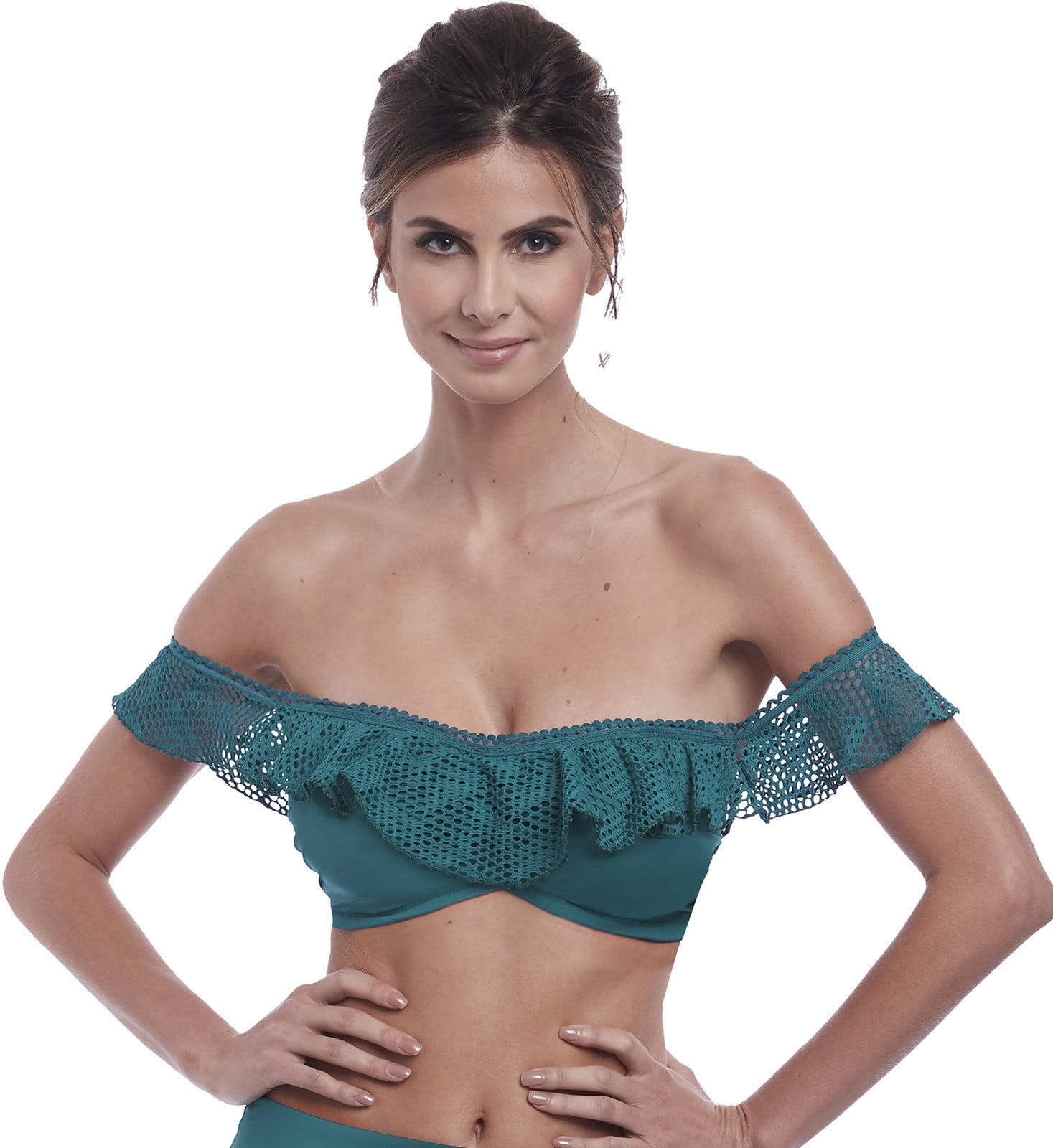 Fantasie Womens Marseille Underwire Bardot Bikini Top, 36F, Pine