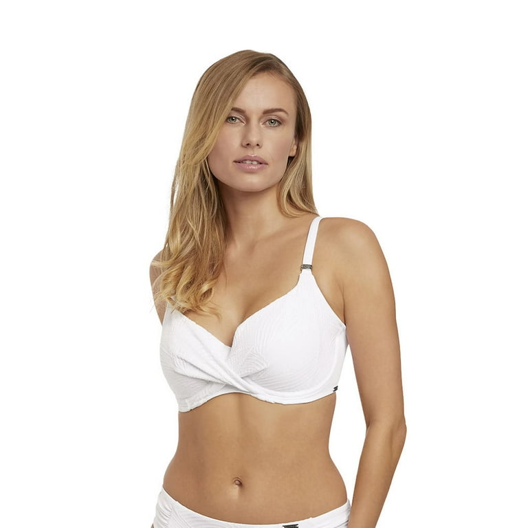 Fantasie Womens Ottawa Underwire Wrap Front Full Cup Bikini Top, 34G, White