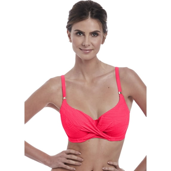 Fantasie Womens Ottawa Underwire Wrap Front Full Cup Bikini Top, 38F, Azalea