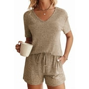 FANTASLOOK 2 Piece Sets Summer Pajamas Womens Tops and Shorts Sleepwear Outfits Lounge Sets Casual