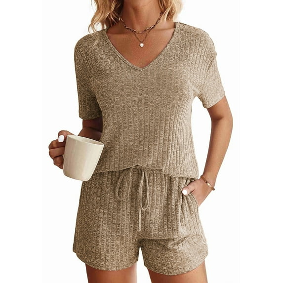 Fantaslook 2 Piece Sets Summer Pajamas Womens Tops and Shorts Sleepwear Outfits Lounge Sets Casual