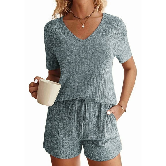 Fantaslook 2 Piece Sets Summer Pajamas Womens Tops and Shorts Sleepwear Outfits Lounge Sets Casual