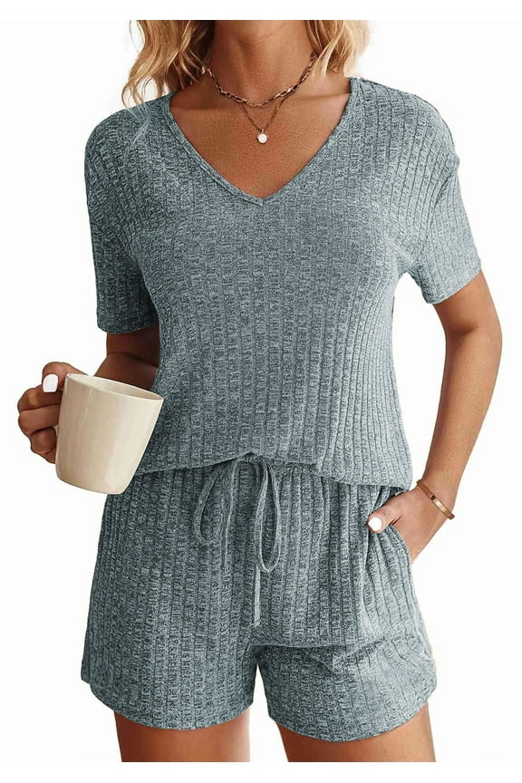 2 Piece Sets Summer Pajamas Womens Tops and Shorts Sleepwear Outfits Lounge Sets Casual