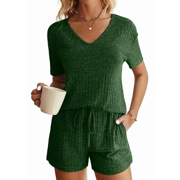 Fantaslook 2 Piece Sets Summer Pajamas Womens Tops and Shorts Sleepwear Outfits Lounge Sets Casual