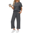 thumbnail image 1 of Fantaslook 2 Piece Sets for Women Casual Summer Travel Vacation Outfits Short Sleeve Tops Wide Leg Pants Lounge Sets, 1 of 9