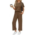 thumbnail image 1 of Fantaslook 2 Piece Sets for Women Casual Summer Travel Vacation Outfits Short Sleeve Tops Wide Leg Pants Lounge Sets, 1 of 10