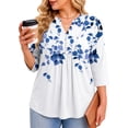 thumbnail image 1 of Fantaslook 3/4 Sleeve Plus Size Tops for Women Henley Neck Button Blouses Dressy Floral Tunic Work Shirts L-5XL, 1 of 9