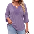 thumbnail image 1 of Fantaslook 3/4 Sleeve Womens Plus Size Tops V Neck Lace Blouses Casual Tunic Shirts L-5XL, 1 of 9