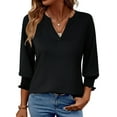 thumbnail image 1 of Fantaslook 3/4 Sleeve Womens Tops Dressy Casual Blouses V Neck Work Shirts Trendy Tops with Smocked Cuffs, 1 of 7