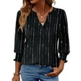 thumbnail image 1 of Fantaslook 3/4 Sleeve Womens Tops Dressy Casual Blouses V Neck Work Shirts Trendy Tops with Smocked Cuffs, 1 of 7