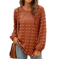 thumbnail image 1 of Fantaslook Blouses for Women Crewneck Long Sleeve Tops Chiffon Pom Pom Shirts Fall Casual, 1 of 8
