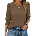 thumbnail image 1 of Fantaslook Blouses for Women Dressy Casual 3/4 Length Sleeve Womens Tops with Smocked Cuffs Fashion Shirts, 1 of 8
