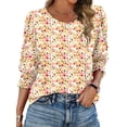 thumbnail image 1 of Fantaslook Blouses for Women Dressy Casual 3/4 Length Sleeve Womens Tops with Smocked Cuffs Fashion Shirts, 1 of 8