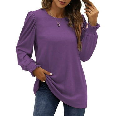 Fantaslook Blouses for Women Dressy Puff Sleeve Tunic Tops Casual Fall Shirts