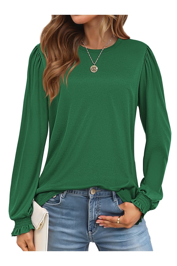 Blouses for Women Dressy Puff Sleeve Tunic Tops Casual Fall Shirts