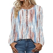 FANTASLOOK Blouses for Women Henley Long Sleeve Shirts Dressy Casual Fall Tops Work Blouses