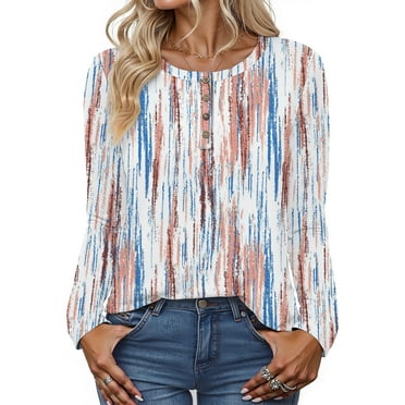 Fantaslook Blouses for Women Henley Long Sleeve Shirts Dressy Casual Fall Tops Work Blouses
