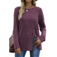 thumbnail image 1 of Fantaslook Blouses for Women Long Sleeve Crew Neck Tunic Tops Buttons Side Fall Shirts, 1 of 9