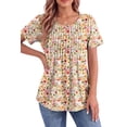 thumbnail image 1 of Fantaslook Blouses for Women Pleated Short Sleeve Tunic Tops Dressy Casual Summer Shirts, 1 of 9