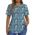 thumbnail image 1 of Fantaslook Blouses for Women Pleated Short Sleeve Tunic Tops Dressy Casual Summer Shirts, 1 of 9