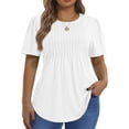 thumbnail image 1 of Fantaslook Blouses for Women Pleated Short Sleeve Tunic Tops Dressy Casual Summer Shirts, 1 of 10