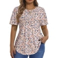 thumbnail image 1 of Fantaslook Blouses for Women Pleated Short Sleeve Tunic Tops Dressy Casual Summer Shirts, 1 of 10