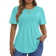thumbnail image 1 of Fantaslook Blouses for Women Pleated Short Sleeve Tunic Tops Dressy Casual Summer Shirts, 1 of 10