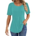 Fantaslook Blouses for Women Pleated Short Sleeve Tunic Tops Dressy Casual Summer Shirts