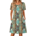 thumbnail image 1 of Fantaslook Boho Summer Dresses for Women Casual Short Sleeve T Shirt Dress with Pockets Beach Vacation Clothes, 1 of 9