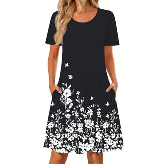 Travel Dresses for Women Wrinkle Free, Mini Summer Clothes 2023 Dresses Casual Floral Printed Tank Sleeveless Dress Crewneck Loose Beach Short