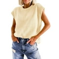 thumbnail image 1 of Fantaslook Cap Sleeve Sweaters for Women Casual Crew Neck Loose Knit Lightweight Sweater Vest Pullover Tops, 1 of 8