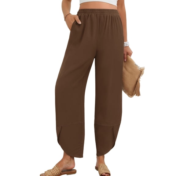 Fantaslook Capri Pants for Women Wide Leg Sweatpants Harem Palazzo Baggy Pants with Pockets