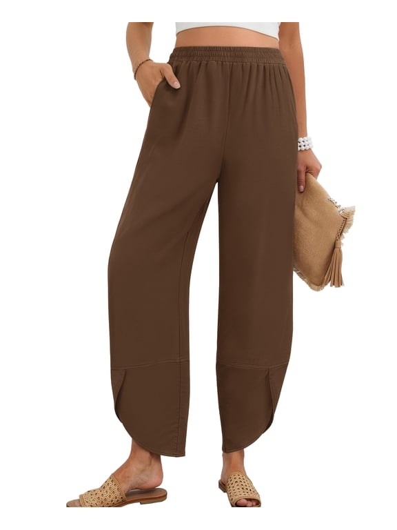 Capri Pants for Women Wide Leg Sweatpants Harem Palazzo Baggy Pants with Pockets