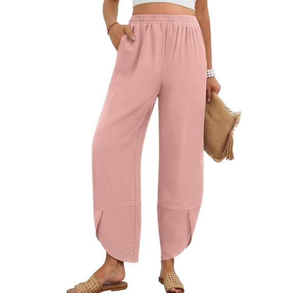 Fantaslook Capri Pants for Women Wide Leg Sweatpants Harem Palazzo Baggy Pants with Pockets