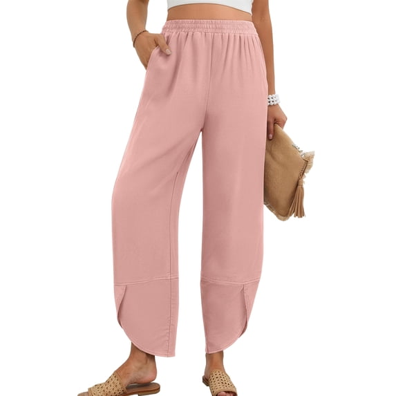 Fantaslook Capri Pants for Women Wide Leg Sweatpants Harem Palazzo Baggy Pants with Pockets