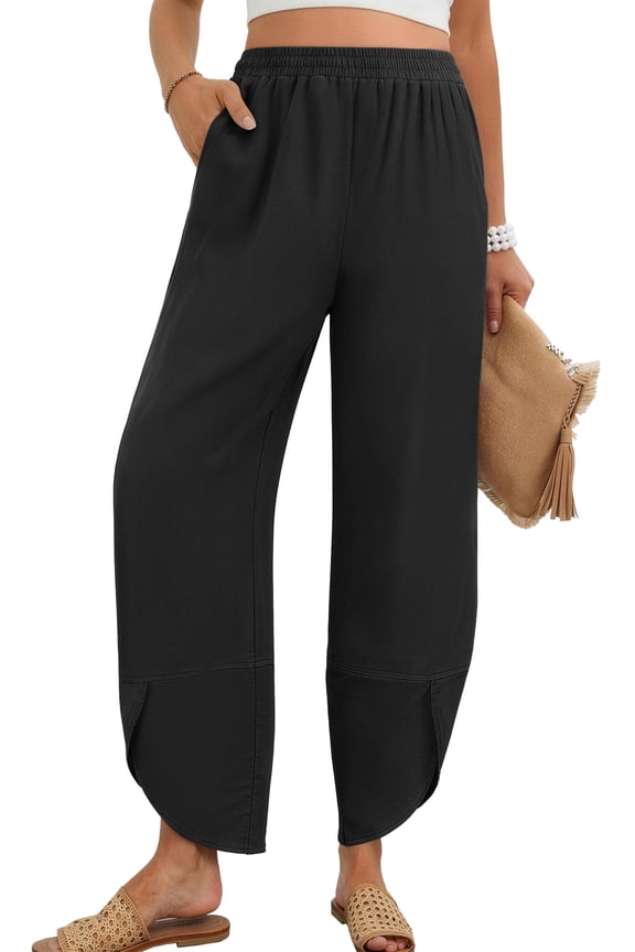 Capri Pants for Women Wide Leg Sweatpants Harem Palazzo Baggy Pants with Pockets