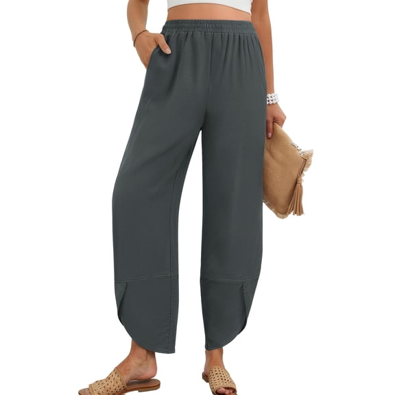 Fantaslook Capri Pants for Women Wide Leg Sweatpants Harem Palazzo Baggy Pants with Pockets