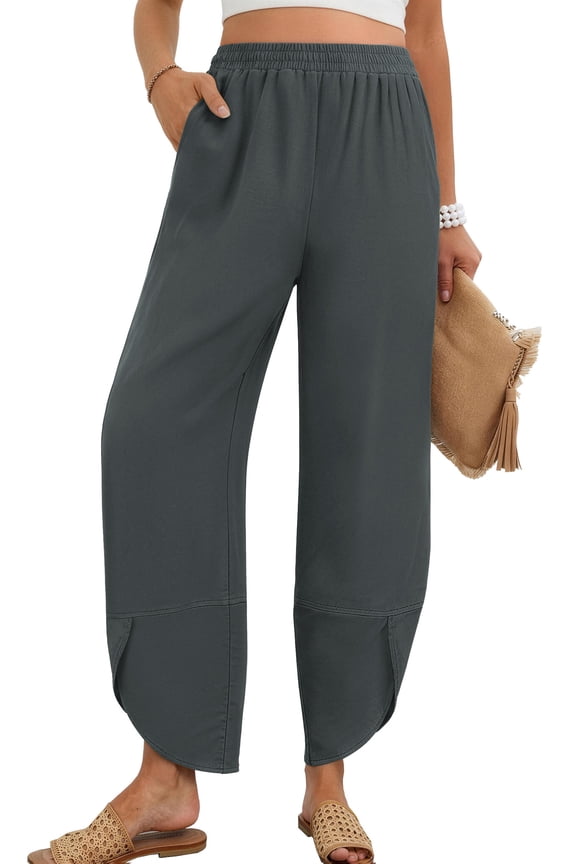 Capri Pants for Women Wide Leg Sweatpants Harem Palazzo Baggy Pants with Pockets