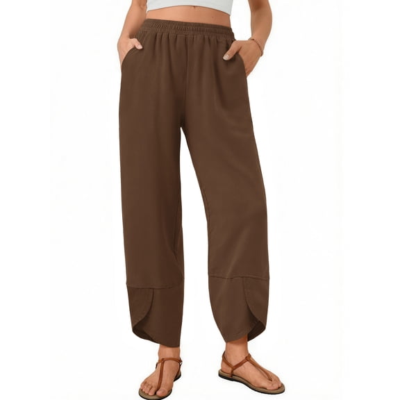 Fantaslook Capri Pants for Women Wide Leg Sweatpants Harem Palazzo Baggy Pants with Pockets