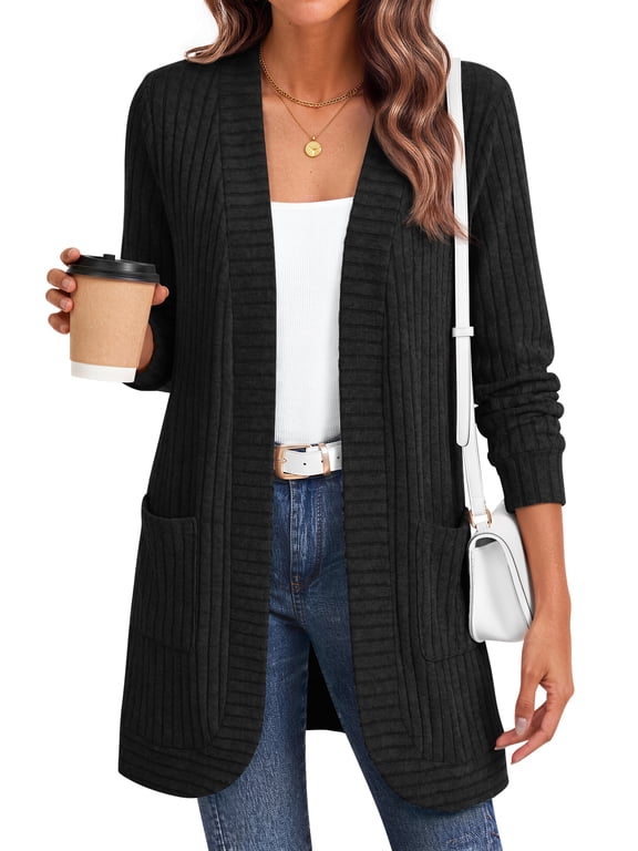 Cardigan Sweaters for Women Long Sleeve Open Front Cardigan with Pockets Casual Dressy Lightweight Fall Sweaters