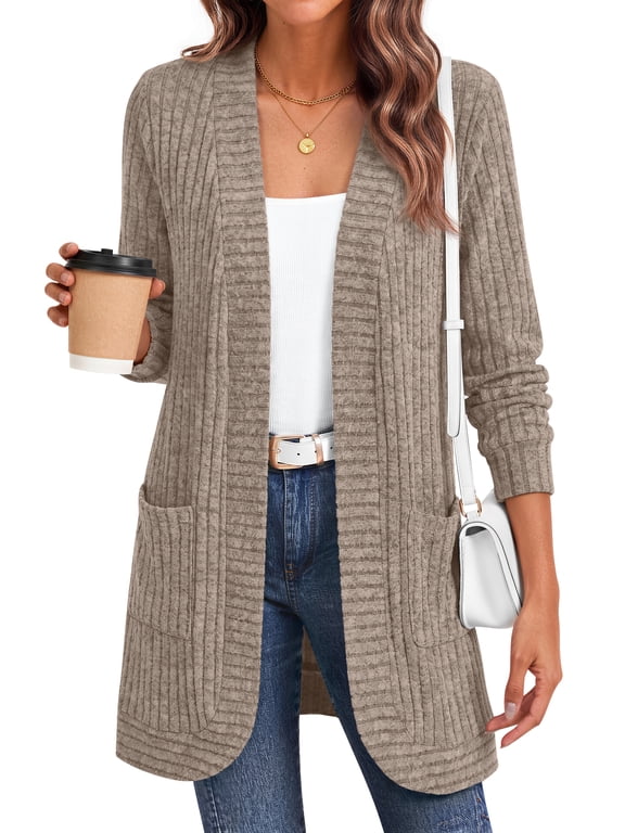 Cardigan Sweaters for Women Long Sleeve Open Front Cardigan with Pockets Casual Dressy Lightweight Fall Sweaters