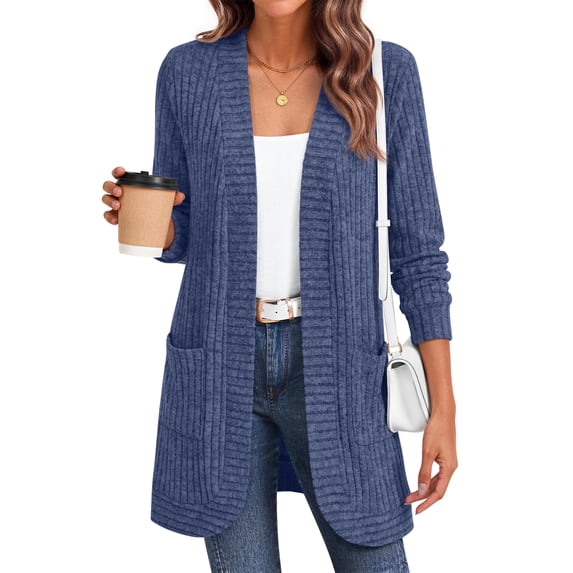 Fantaslook Cardigan Sweaters for Women Long Sleeve Open Front Cardigan with Pockets Casual Dressy Lightweight Fall Sweaters
