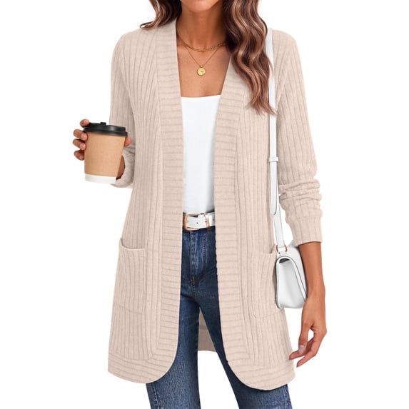 Fantaslook Cardigan Sweaters for Women Long Sleeve Open Front Cardigan with Pockets Casual Dressy Lightweight Fall Sweaters